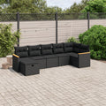 7-tlg. Garten-Sofagarnitur mit Kissen Schwarz Poly Rattan