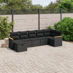 7-tlg. Garten-Sofagarnitur mit Kissen Schwarz Poly Rattan