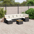 8-tlg. Garten-Sofagarnitur mit Kissen Schwarz Poly Rattan