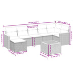 8-tlg. Garten-Sofagarnitur mit Kissen Beige Poly Rattan