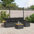 6-tlg. Garten-Sofagarnitur mit Kissen Schwarz Poly Rattan