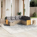 7-tlg. Garten-Sofagarnitur mit Kissen Beige Poly Rattan