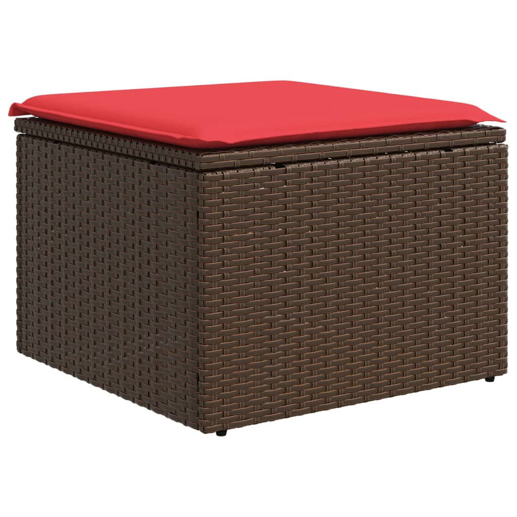 7-teiliges Gartensofa-Set mit Kissen, braun, Polyrattan