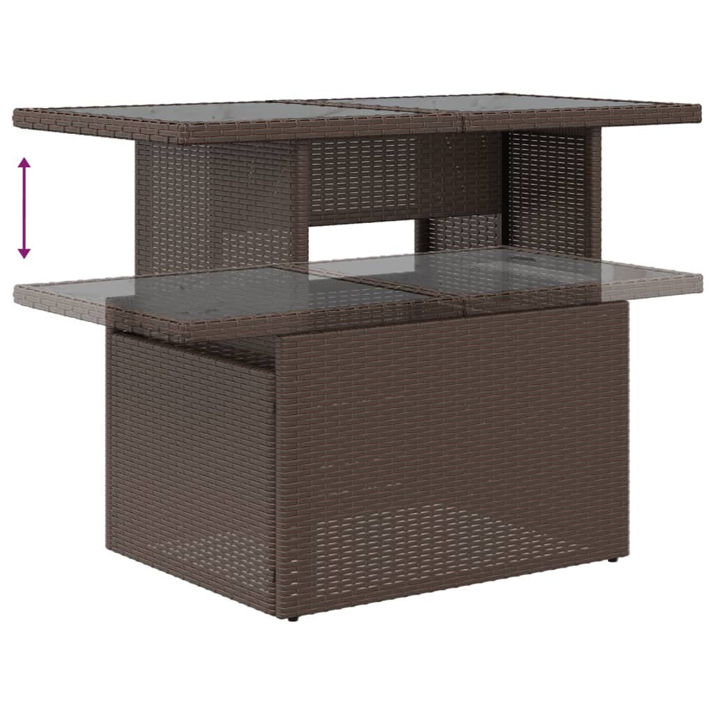 8-teiliges Gartensofa-Set mit Kissen, braun, Polyrattan