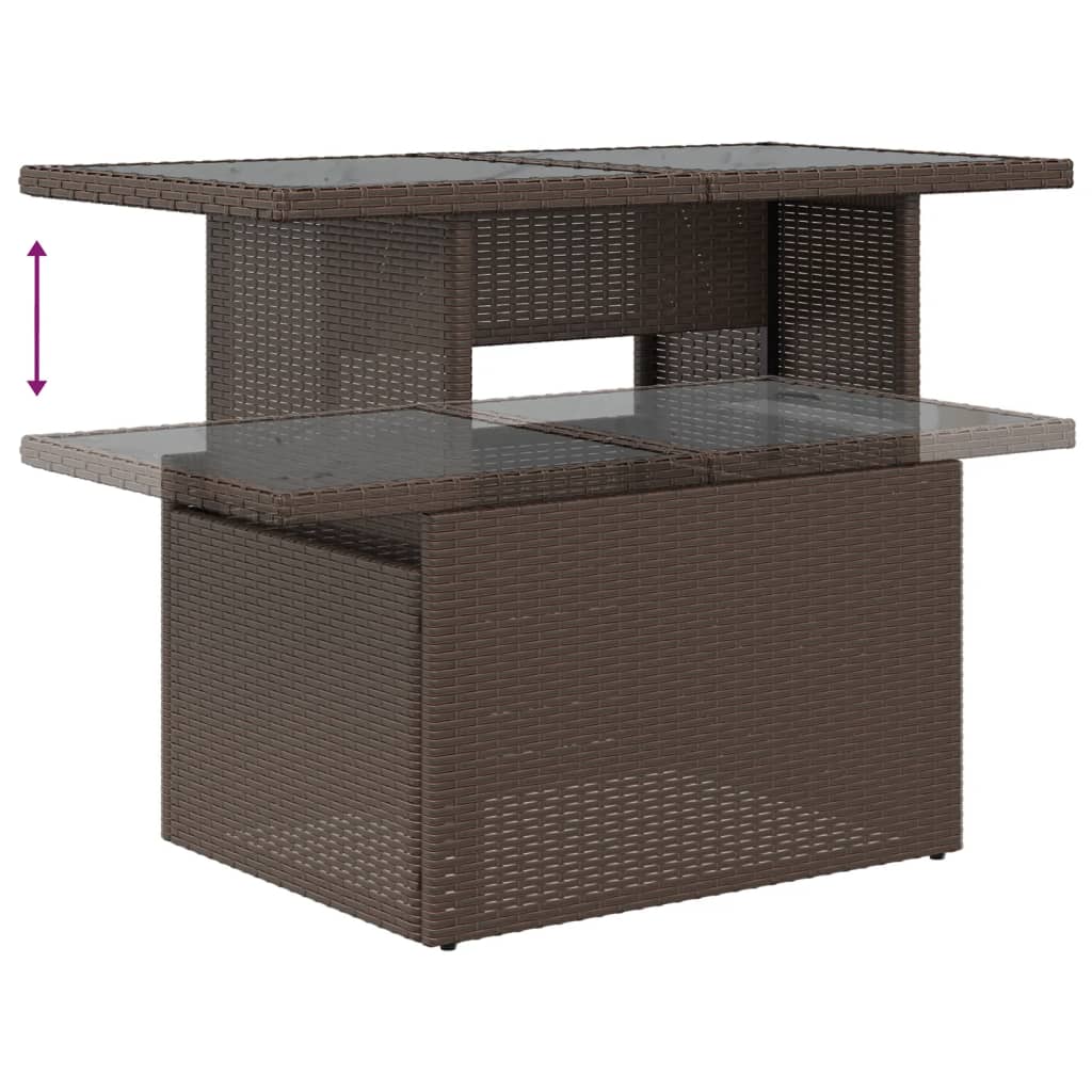 9-teiliges Gartensofa-Set mit Kissen, braun, Polyrattan