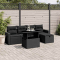 6-tlg. Garten-Sofagarnitur mit Kissen Schwarz Poly Rattan