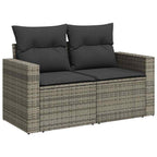 6-tlg. Garten-Sofagarnitur mit Kissen Grau Poly Rattan