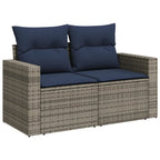 9-teiliges Gartensofa-Set mit Kissen, grau, Polyrattan