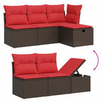 7-teiliges Gartensofa-Set mit Kissen, braun, Polyrattan
