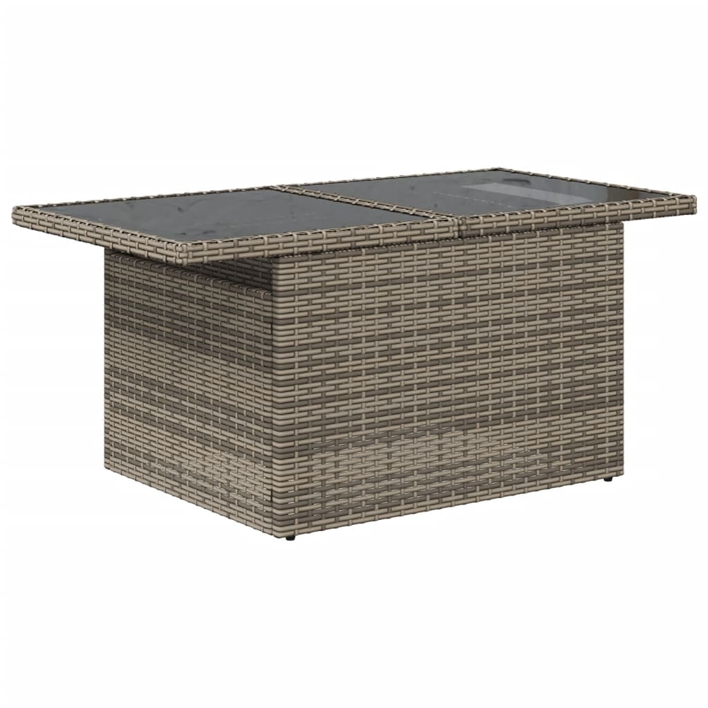 9-teiliges Gartensofa-Set mit Kissen, grau, Polyrattan