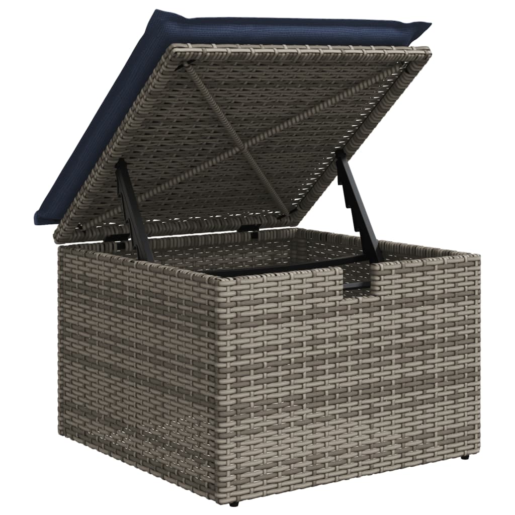 9-teiliges Gartensofa-Set mit Kissen, grau, Polyrattan