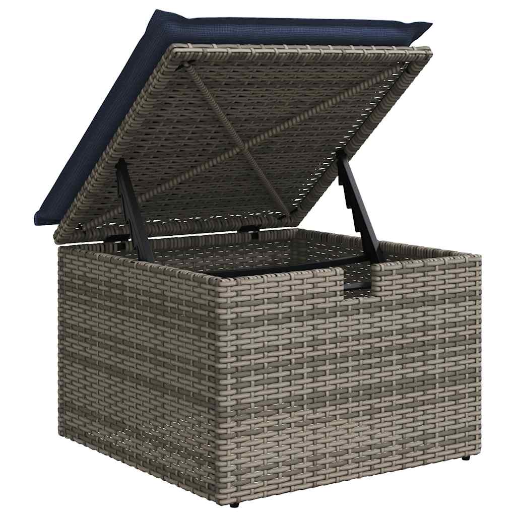 7-teiliges Gartensofa-Set mit Kissen, grau, Polyrattan
