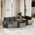 8-tlg. Garten-Sofagarnitur mit Kissen Grau Poly Rattan