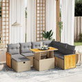 8-tlg. Garten-Sofagarnitur mit Kissen Beige Poly Rattan