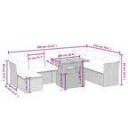 9-tlg. Garten-Sofagarnitur mit Kissen Schwarz Poly Rattan
