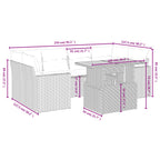 7-tlg. Garten-Sofagarnitur mit Kissen Schwarz Poly Rattan