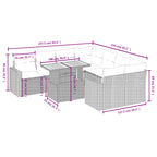 9-tlg. Garten-Sofagarnitur mit Kissen Grau Poly Rattan