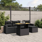 6-tlg. Garten-Sofagarnitur mit Kissen Schwarz Poly Rattan