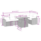 7-tlg. Garten-Sofagarnitur mit Kissen Schwarz Poly Rattan
