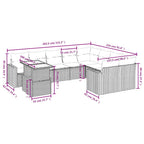 10-tlg. Garten-Sofagarnitur mit Kissen Schwarz Poly Rattan