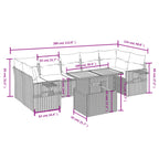 8-tlg. Garten-Sofagarnitur mit Kissen Grau Poly Rattan