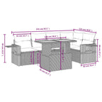 6-tlg. Garten-Sofagarnitur mit Kissen Grau Poly Rattan