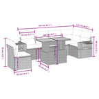 7-tlg. Garten-Sofagarnitur mit Kissen Schwarz Poly Rattan
