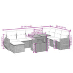 9-tlg. Garten-Sofagarnitur mit Kissen Beige Poly Rattan