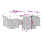 7-tlg. Garten-Sofagarnitur mit Kissen Schwarz Poly Rattan