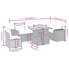7-tlg. Garten-Sofagarnitur mit Kissen Beige Poly Rattan
