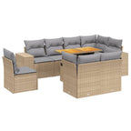 9-tlg. Garten-Sofagarnitur mit Kissen Beige Poly Rattan