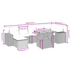8-tlg. Garten-Sofagarnitur mit Kissen Schwarz Poly Rattan