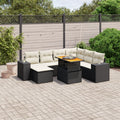 8-tlg. Garten-Sofagarnitur mit Kissen Schwarz Poly Rattan