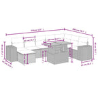 9-tlg. Garten-Sofagarnitur mit Kissen Schwarz Poly Rattan
