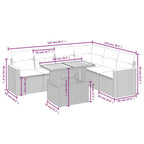 7-tlg. Garten-Sofagarnitur mit Kissen Grau Poly Rattan