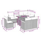 9-tlg. Garten-Sofagarnitur mit Kissen Schwarz Poly Rattan