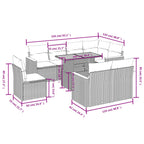 9-tlg. Garten-Sofagarnitur mit Kissen Schwarz Poly Rattan