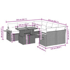 9-tlg. Garten-Sofagarnitur mit Kissen Schwarz Poly Rattan