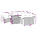 9-tlg. Garten-Sofagarnitur mit Kissen Schwarz Poly Rattan