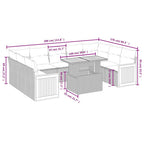 10-tlg. Garten-Sofagarnitur mit Kissen Schwarz Poly Rattan