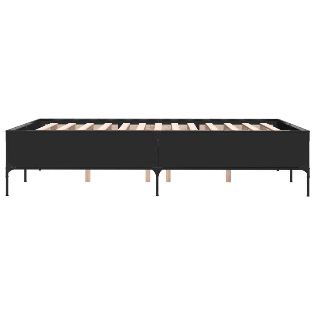 Bettgestell Schwarz 160x200 cm Holzwerkstoff und Metall
