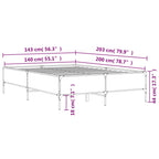Bettgestell Schwarz 140x200 cm Holzwerkstoff und Metall