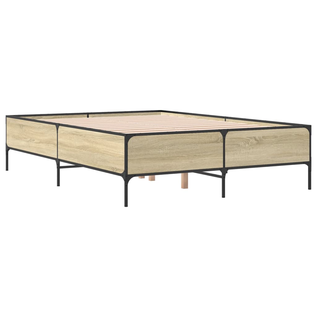 Bettgestell Sonoma-Eiche 140x190 cm Holzwerkstoff und Metall