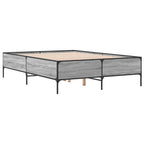 Bettgestell Grau Sonoma 135x190 cm Holzwerkstoff und Metall