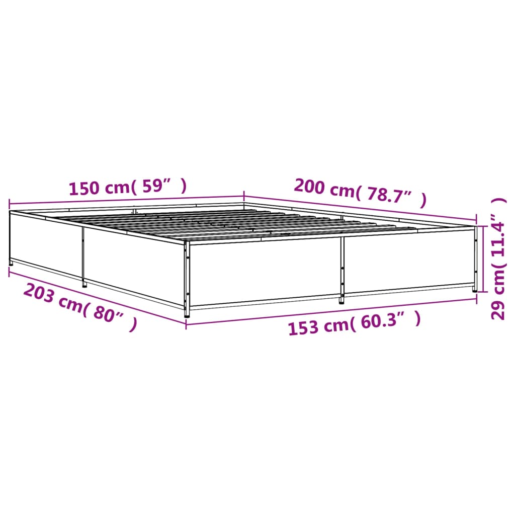 Bettgestell Schwarz 150x200 cm Holzwerkstoff und Metall