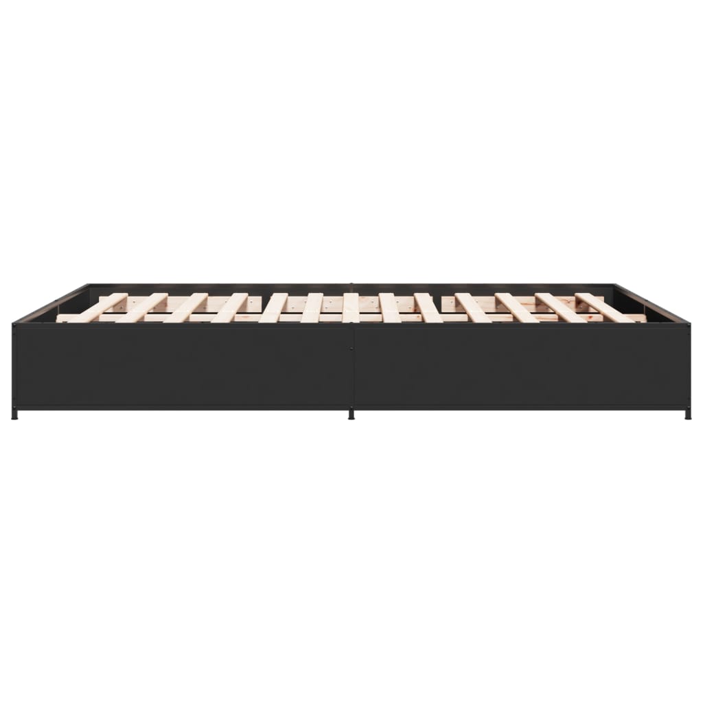 Bettgestell Schwarz 140x200 cm Holzwerkstoff und Metall