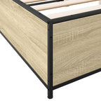 Bettgestell Sonoma-Eiche 120x190 cm Holzwerkstoff und Metall