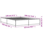 Bettgestell Sonoma-Eiche 120x190 cm Holzwerkstoff und Metall