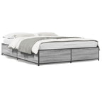 Bettgestell Grau Sonoma 120x190 cm Holzwerkstoff und Metall