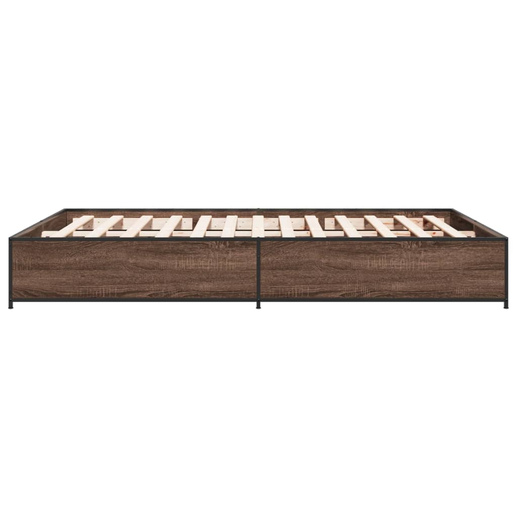 Bettgestell Braun Eichen-Optik 120x190 cm Holzwerkstoff Metall